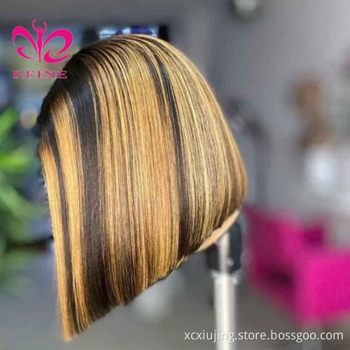Ombre Color 4/27# BOB Highlight Wigs Short 4x4 Lace Closure BOB Human Hair Wigs Pre plucked For Black Women Lace Closure Wigs